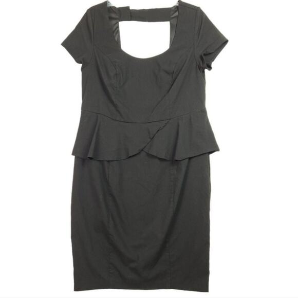 Torrid Black Peplum Babydoll Bodycon Cut Out Back‎ Career Party Dress Plus Sz 20 - Picture 3 of 9